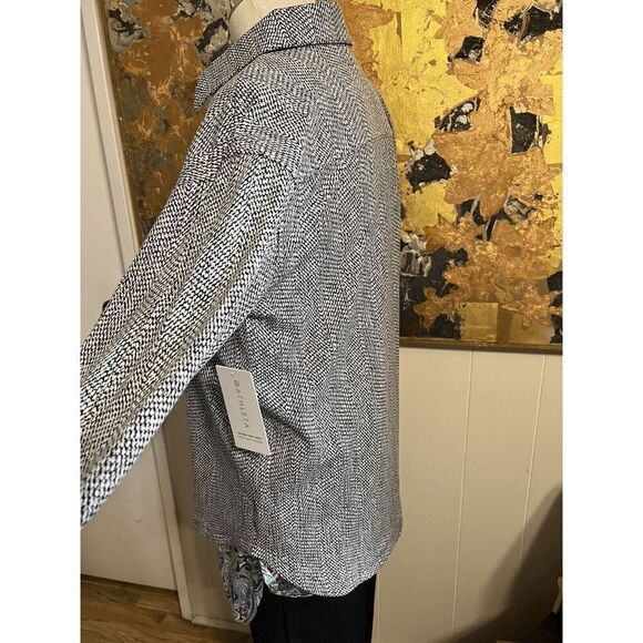 Athleta Womens Medium Braiden Short Jacket Black White Button Up Textured NWT - Picture 5 of 10